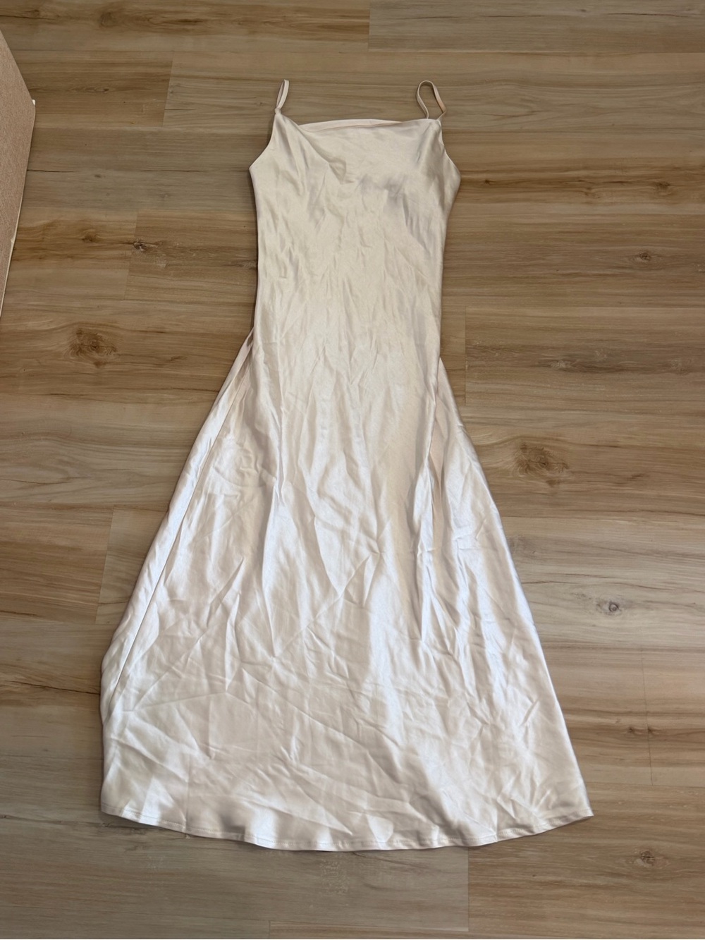 Women's Cream Slip Dress with Spaghetti Straps